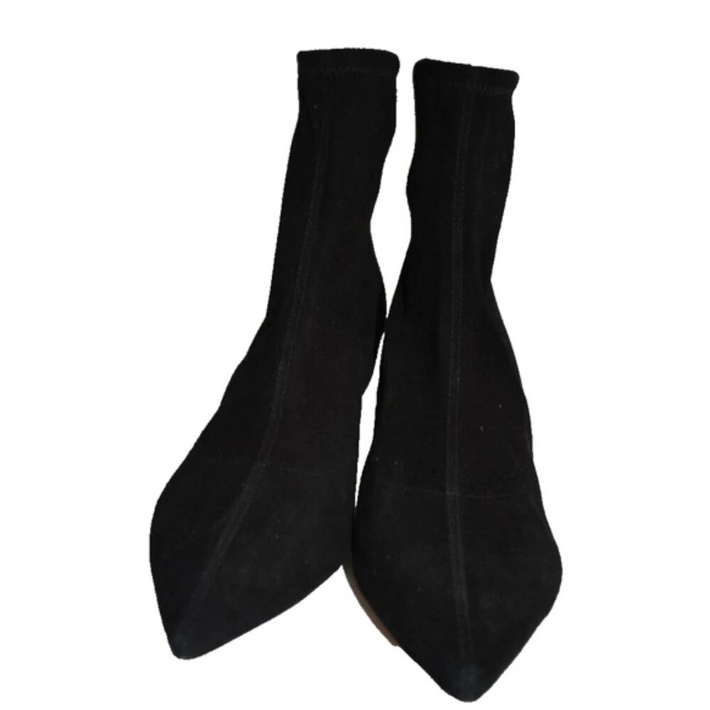 $350 Coach Restored Jade Bootie SUEDE BLACK POINTY GOLD "C" HEEL SOCK 9.5 (MG12) - Picture 3 of 7